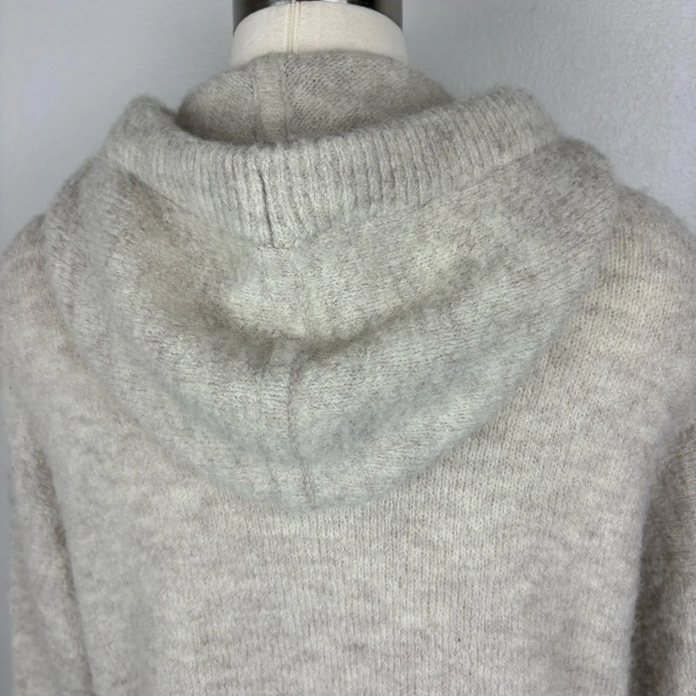 Madewell Wilmington‎ Hoodie Sweater Pullover Size S Oatmeal Beige Pockets Wool